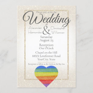 Convite Casamento gay de Sinalizador do Orgulho Cardíaco 