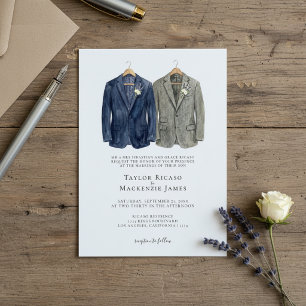 Convite Casamento Gay Elegante Dois Noivos de Terno