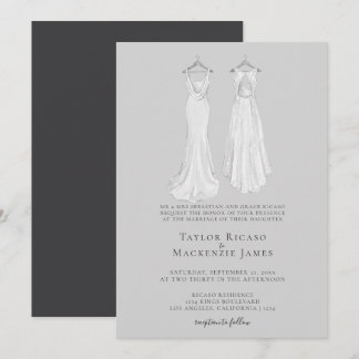 Convite Casamento Gay Elegante Duas Noivas com Vestidos