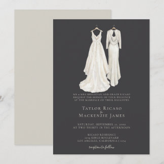 Convite Casamento Gay Elegante Duas Noivas com Vestidos