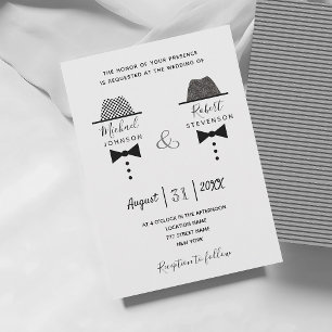 Convite Casamento Gay Preto Branco