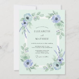 Convite Casamento Gentil de Menta na Primavera