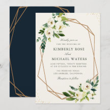 Casamento geométrico com flores brancas de marfim