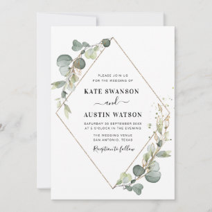 Convite casamento geométrico com o eucalipto verde