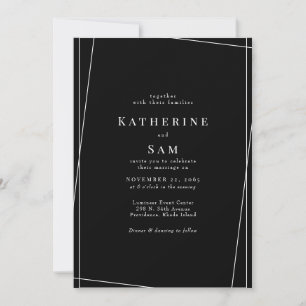 Convite Casamento Geométrico Contemporâneo B/W II Sem Pais