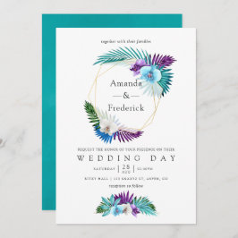 Convite Casamento Geométrico das Orquídeas Tropicais de Aq