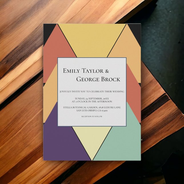 Convite Casamento Geométrico de Abstrato Geométrico Elegan (Criador carregado)