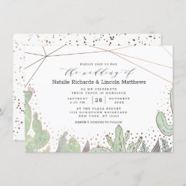 Convite Casamento Geométrico de Cactus Terrarium