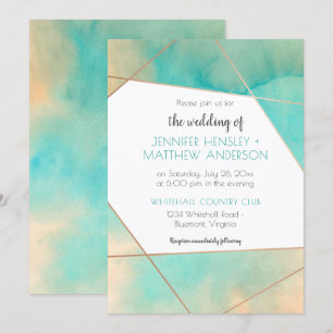 Convite Casamento Geométrico de Cheiros e Peach Watercolo