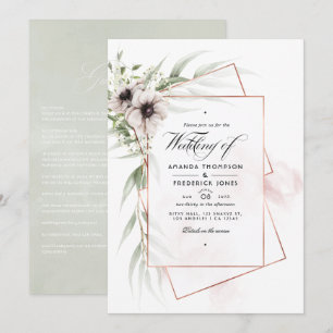 Convite Casamento Geométrico de Eucalipto com Aquarela Anê