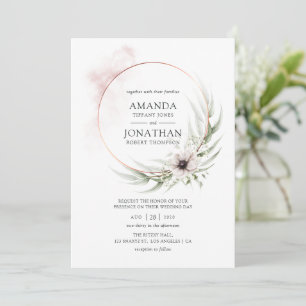 Convite Casamento Geométrico de Eucalipto em Aquarela