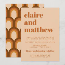 Casamento Geométrico de Groovy Retro 70s Design Br