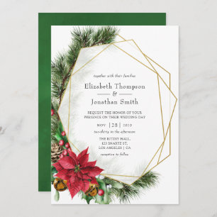 Convite Casamento Geométrico de Natal Floral