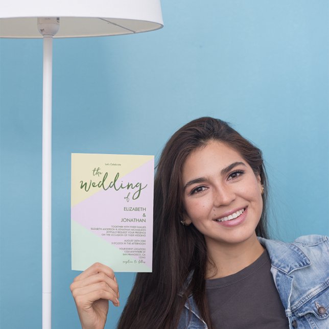 Convite Casamento Geométrico de Pastel Mudado (Criador carregado)