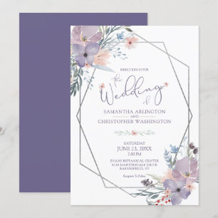 Convite Casamento Geométrico de Purple Watercolor