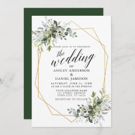 Convite Casamento Geométrico de Watercolor Greenery Callio