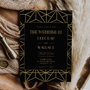 Convite Casamento geométrico do art deco do 1920 do