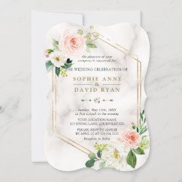 Convite Casamento Geométrico do Creme de Blush de Luxo