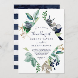 Convite Casamento Geométrico do Diamante Verde Náutico Mod