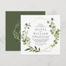 Convite Casamento Geométrico do Foliage Eucalyptus Moderno