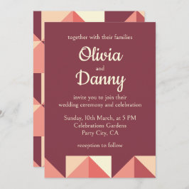Convite Casamento Geométrico do Triângulo Púrpura Rosa Pês