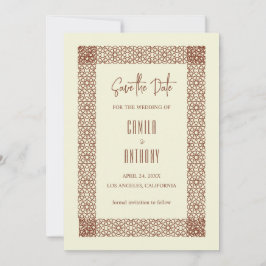 Convite Casamento Geométrico Dois na Fronteira entre Beige