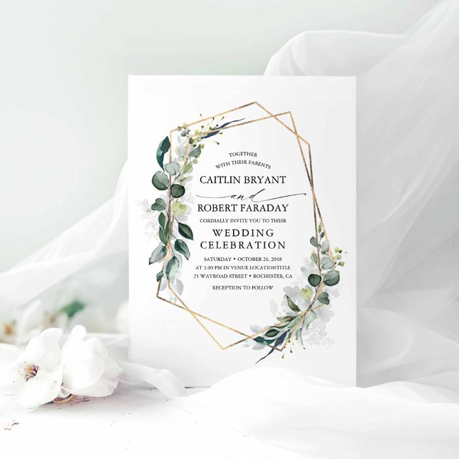 Convite Casamento Geométrico dos Eucalyptus Greenery (Eucalyptus Greenery Wedding Invitations)