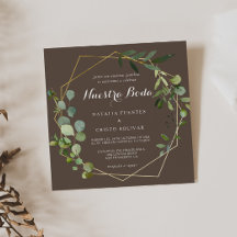 Casamento Geométrico Dourado Castanho Verde Espanh