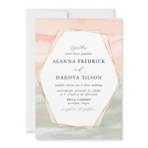 Casamento Geométrico Dourado com Aquarela Rosa e S
