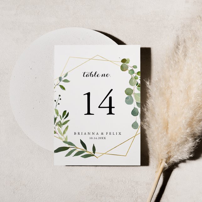 Convite Casamento geométrico Dourado da Caligrafia Verde T (Criador carregado)