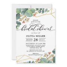 Casamento geométrico Dourado da forma do eucalipto