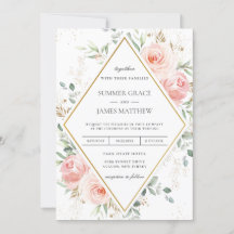 Casamento Geométrico Dourado de Diamante Rosa-Blus