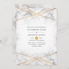 Convite Casamento Geométrico Dourado Marble