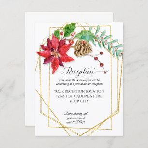 Convite Casamento Geométrico Dourado Vermelho de Natal Mod