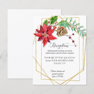 Convite Casamento Geométrico Dourado Vermelho Floral Verme