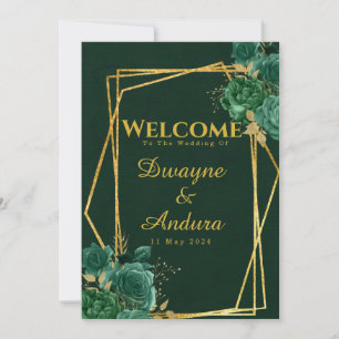 Convite Casamento Geométrico e Verde-Dourado
