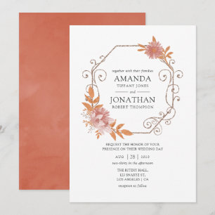 Convite Casamento Geométrico em Aquarela Terracota