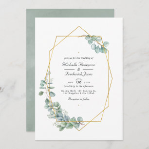 Convite Casamento Geométrico Eucalyptus Ca