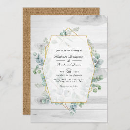 Convite Casamento Geométrico Eucalyptus QR Code Garden