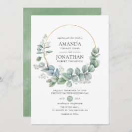 Convite Casamento Geométrico Eucalyptus Watercolor