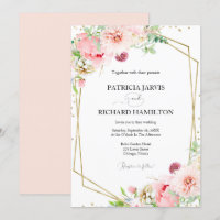 Casamento Geométrico Floral Beije Moderno Elegante