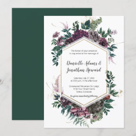 Convite Casamento Geométrico Floral da Cinza Rústica Borgo