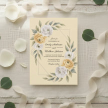 Casamento Geométrico Floral em Aquarela Amarelo Ma