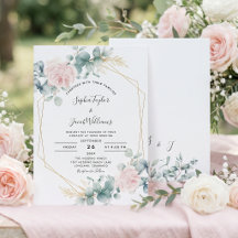 Casamento Geométrico Floral Rosa Choque Eucalipto