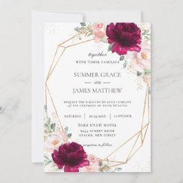 Convite Casamento Geométrico Floral Rosa Rosa Rosa Rosa Ro
