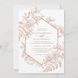 Convite Casamento Geométrico Floral White e Terra Cotta