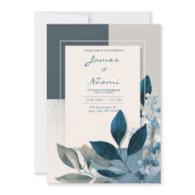 Casamento Geométrico Folha Índigo Azul Ardósia Mín