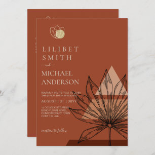 Convite Casamento Geométrico Japandi Abstrato Escandinavo