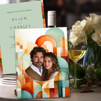 Casamento Geométrico Laranja Azul Pêssego Turquesa