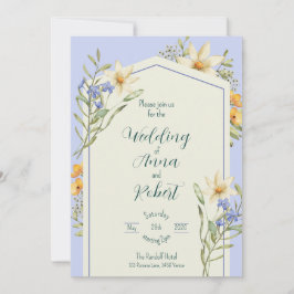 Convite Casamento Geométrico Lilac E Flores Brancas